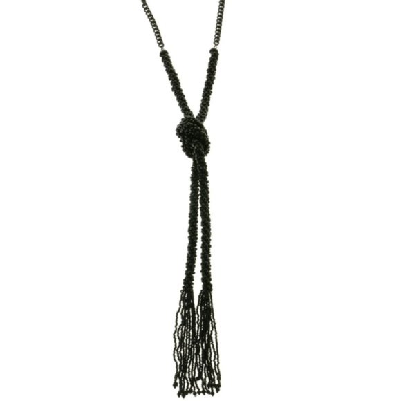 Catherines Jewelry - Catherines long black knotted tassel necklace